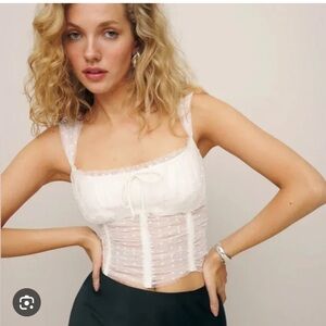 Reformation aubrielle top white dot lace SZ 2